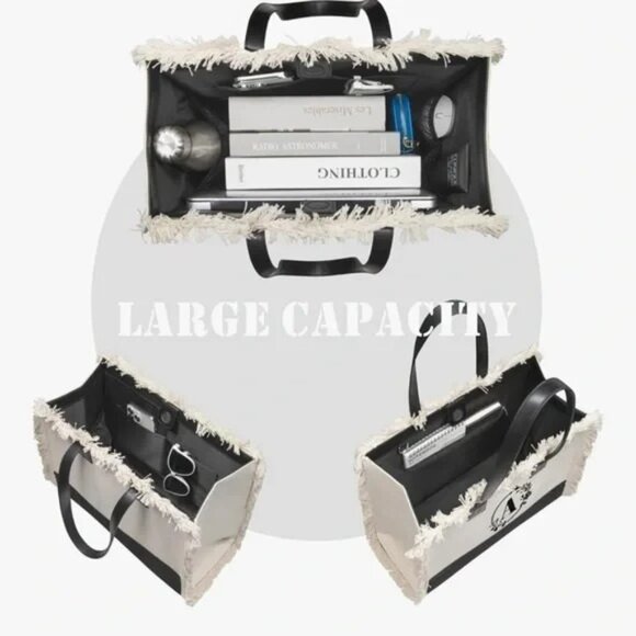 TOPDesign Monogram "A" Canvas Tote Bag for Women, w/ Wristlet Beach Bag Shopping - Picture 2 of 5